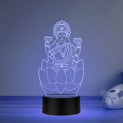 3D Illusion Laxmi Maa Night lamp Multicolor Led Light and is operated with a remote Home Decoration